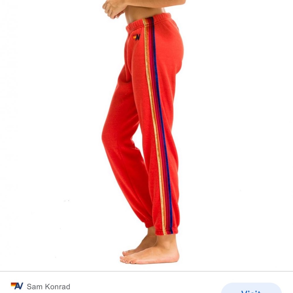 Aviator Nation Red Velvet-striped sweatpants!